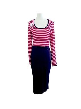LNWOT Deadly Dames pinup striped long sleeve bodycon dress